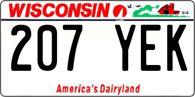 WI license plate 207YEK