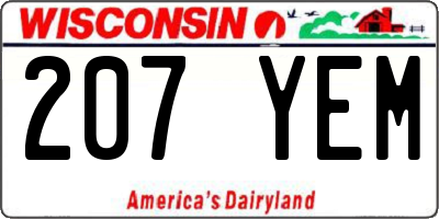 WI license plate 207YEM