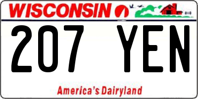 WI license plate 207YEN