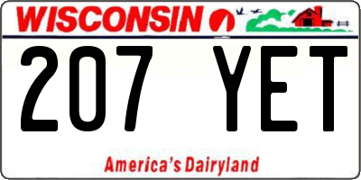 WI license plate 207YET