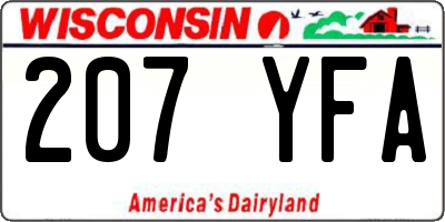 WI license plate 207YFA