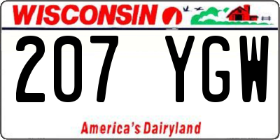 WI license plate 207YGW