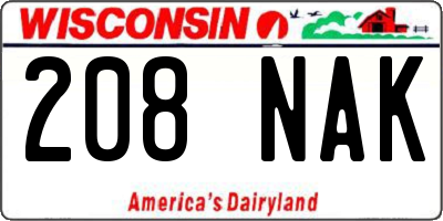 WI license plate 208NAK