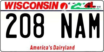 WI license plate 208NAM