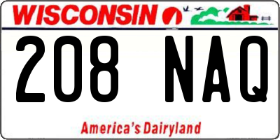 WI license plate 208NAQ