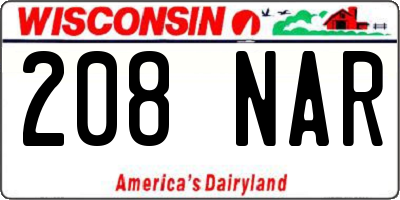 WI license plate 208NAR