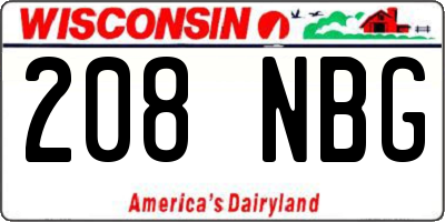WI license plate 208NBG
