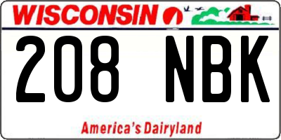 WI license plate 208NBK