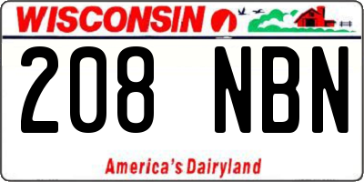 WI license plate 208NBN