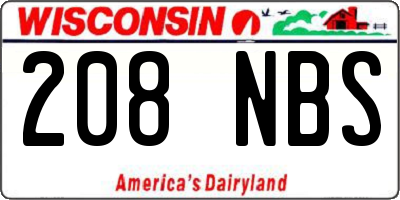 WI license plate 208NBS