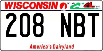 WI license plate 208NBT