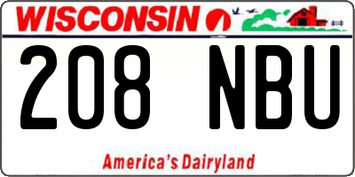 WI license plate 208NBU