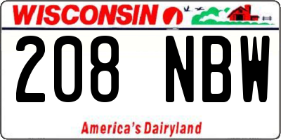 WI license plate 208NBW