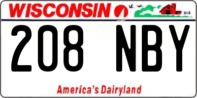 WI license plate 208NBY