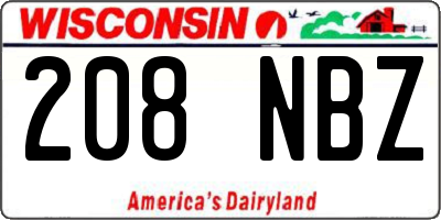 WI license plate 208NBZ