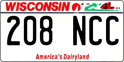 WI license plate 208NCC