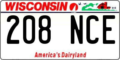 WI license plate 208NCE