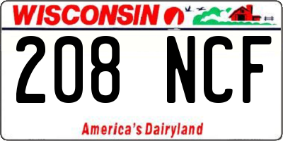 WI license plate 208NCF