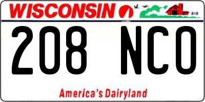 WI license plate 208NCO