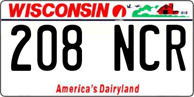 WI license plate 208NCR