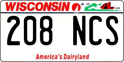 WI license plate 208NCS