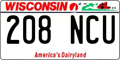 WI license plate 208NCU