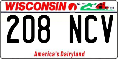 WI license plate 208NCV
