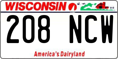 WI license plate 208NCW