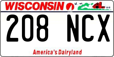 WI license plate 208NCX