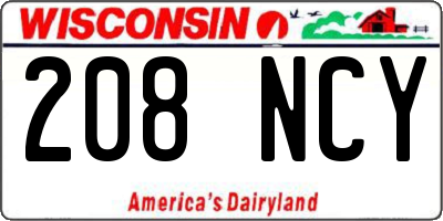 WI license plate 208NCY