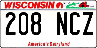 WI license plate 208NCZ