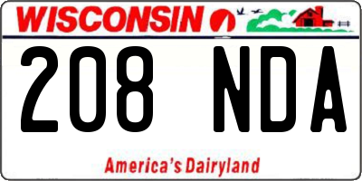 WI license plate 208NDA