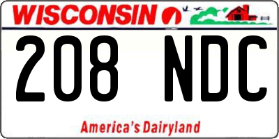 WI license plate 208NDC
