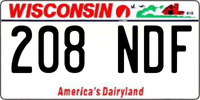 WI license plate 208NDF