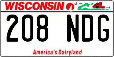 WI license plate 208NDG