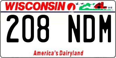 WI license plate 208NDM