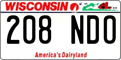 WI license plate 208NDO