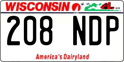 WI license plate 208NDP