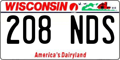 WI license plate 208NDS