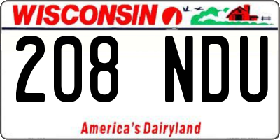WI license plate 208NDU