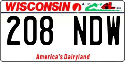 WI license plate 208NDW