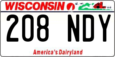 WI license plate 208NDY