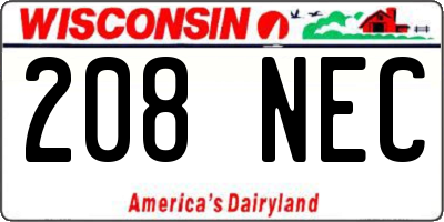 WI license plate 208NEC