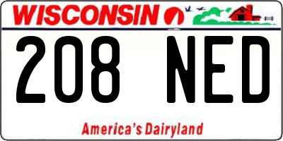 WI license plate 208NED