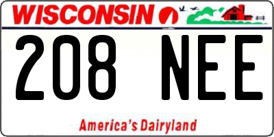WI license plate 208NEE