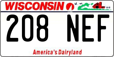 WI license plate 208NEF