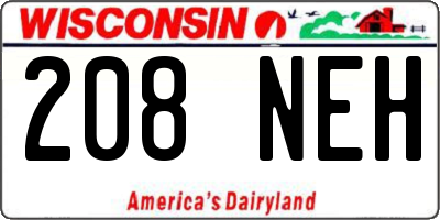 WI license plate 208NEH