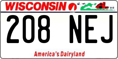 WI license plate 208NEJ