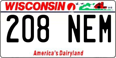 WI license plate 208NEM