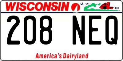 WI license plate 208NEQ